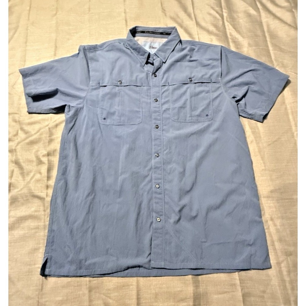 World Wide Sportsman-Mens Collared Fishing Shirt,‎ XL  Blue Vented Back